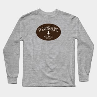 St Simons Island Georgia Sea Islands Anchor Brown Long Sleeve T-Shirt